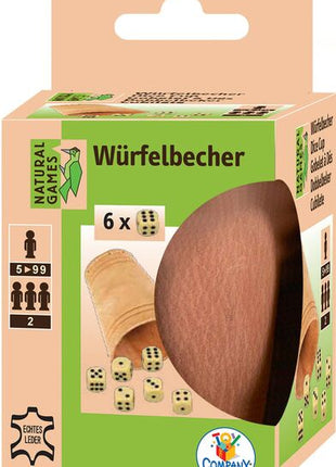 Dobbelen  Lederen Dobbelbeker Met 6 Dobbelstenen - Kunststof - uitvoering