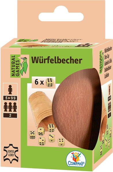 Dobbelen  Lederen Dobbelbeker Met 6 Dobbelstenen - Kunststof - uitvoering