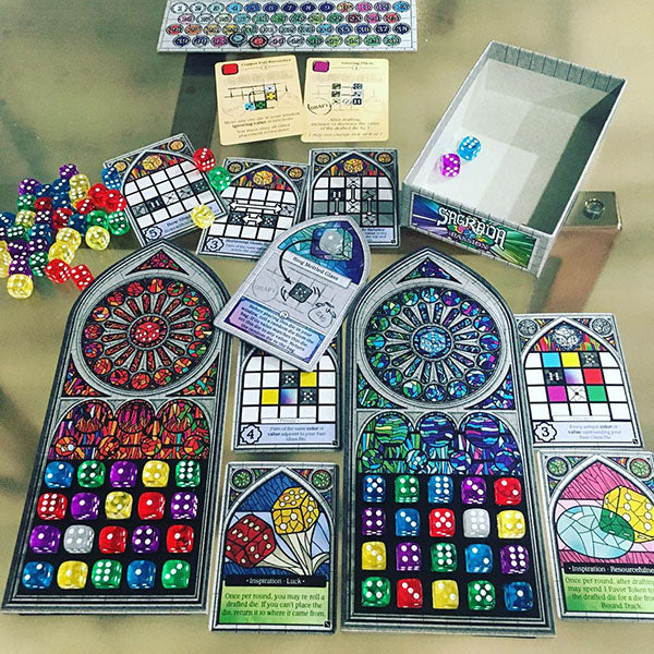 Dit is een foto van het spel Sagrada The Great Facades Passion EN te koop bij Speldorado Spellenwinkel Delft