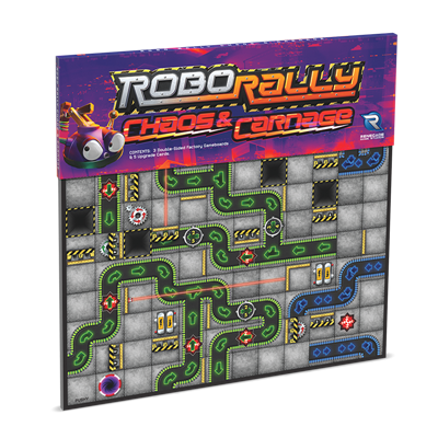 Dit is een foto van het spel Robo Rally Chaos and Carnage Expansion te koop bij Speldorado Spellenwinkel Delft