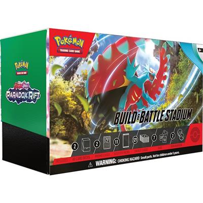 Dit is een foto van het spel Scarlet  & Violet 4 Paradox Rift build and Battle Stadium  box- Pokemon te koop bij Speldorado Spellenwinkel Delft