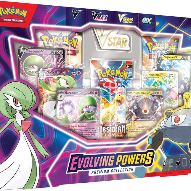 Dit is een foto van het spel Evolving Powers Premium Collection - Pokemon te koop bij Speldorado Spellenwinkel Delft