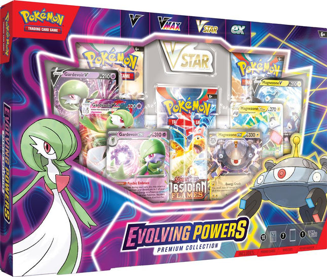 Dit is een foto van het spel Evolving Powers Premium Collection - Pokemon te koop bij Speldorado Spellenwinkel Delft