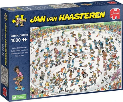 Dit is een foto van het spel Skateboarden In De Bowl -  Jan van Haasteren te koop bij Speldorado Spellenwinkel Delft