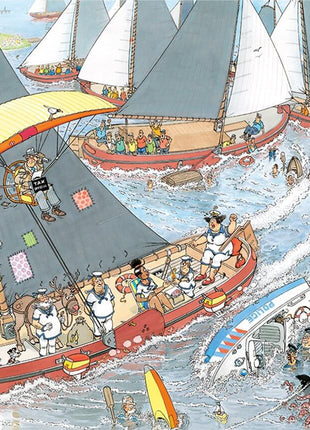 Dit is een foto van het spel De Kaasmarkt & Skûtsjesilen - Puzzel - 2x stukjes - Jan van Haasteren te koop bij Speldorado Spellenwinkel Delft