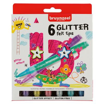 Bruynzeel Viltstiften Glitter 6st 5+, 2002522 van Van Der Meulen te koop bij Speldorado !