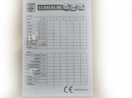 Dit is een foto van het spel Scoreblok Yahtzee 100 vel te koop bij Speldorado Spellenwinkel Delft