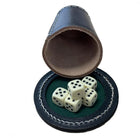 Poker  Pokerbeker met Deksel Zwart Leder met Dobbelstenen 16mm (doorsnede 7 cm) - Kunststof - uitvoering