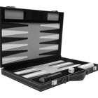 Dit is een foto van het spel Back gammon 11 inch (grijs/ zwart/ wit gestikt) te koop bij Speldorado Spellenwinkel Delft