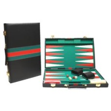 Backgammon  Backgammonkoffer 38 Cm.Zwart Groen Rood - Kunststof - uitvoering