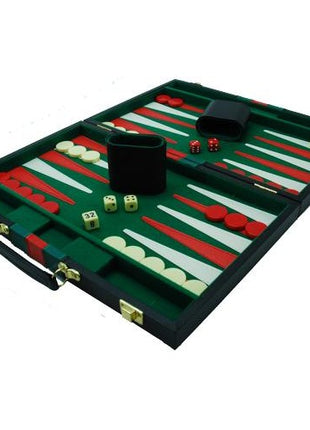 Dit is een foto van het spel Backgammonkoffer 38 Cm.Zwart Groen Rood te koop bij Speldorado Spellenwinkel Delft