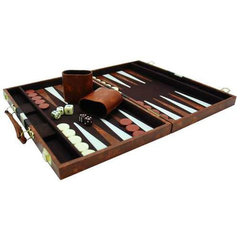 Backgammon  Backgammonkoffer bruin/wit/bruin - Kunststof - uitvoering