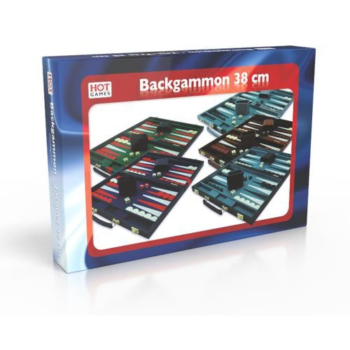 Backgammonkoffer 38 cm bruin/wit/bruin