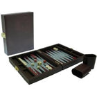 Backgammonkoffer magnetisch bruin 23x17