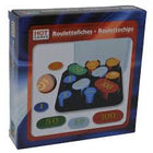 Roulettefiches 100 st. goudkleurig bedrukt cassette