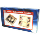 Backgammon  Schaak /Backgammon  klapcassette  29cm.m.stukken - Hout - uitvoering