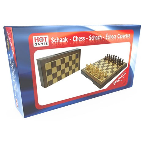 Schaak  Schaakcasset Magnetisch Walnoot 23x23x2 cm - Hout - uitvoering