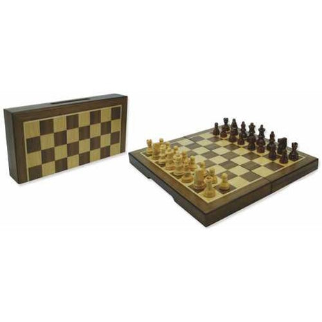 Schaakcasset Magnetisch Walnoot 23x23x2 cm