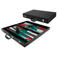Backgammonkoffer zwart/gro ingel.53x8