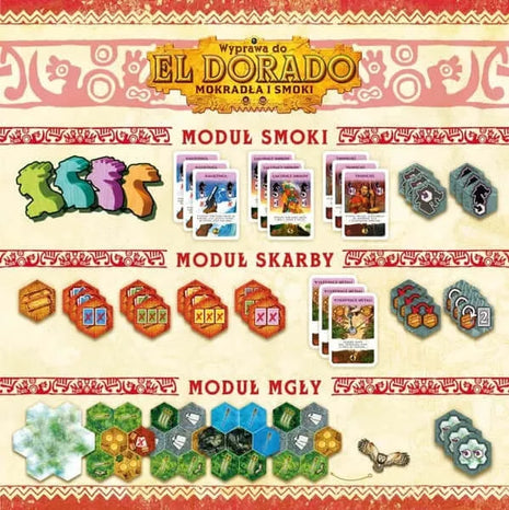 Dit is een foto van het spel Draken, Schatten & Mysteries - De Zoektocht naar El Dorado te koop bij Speldorado Spellenwinkel Delft