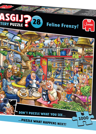 Dit is een foto van het spel Wasgij Mystery 28 - Kat-En-Muisspel! (1000) te koop bij Speldorado Spellenwinkel Delft