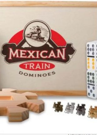 Dit is een foto van het spel Natural Games Mexicaanse Trein Domino met 66 stukken te koop bij Speldorado Spellenwinkel Delft