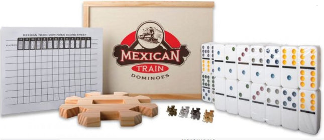 Dit is een foto van het spel Natural Games Mexicaanse Trein Domino met 66 stukken te koop bij Speldorado Spellenwinkel Delft