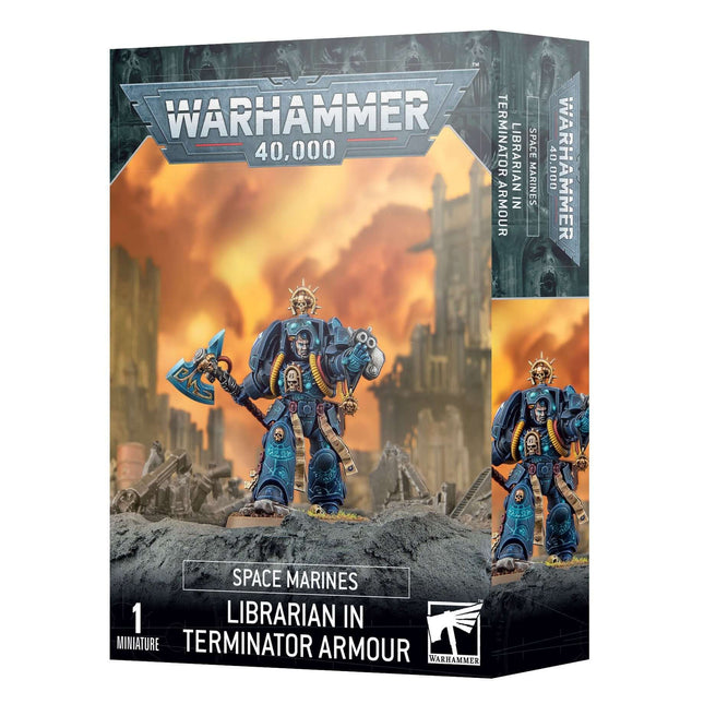 Dit is een foto van het spel Librarian In Terminator Armour - Space Marines te koop bij Speldorado Spellenwinkel Delft