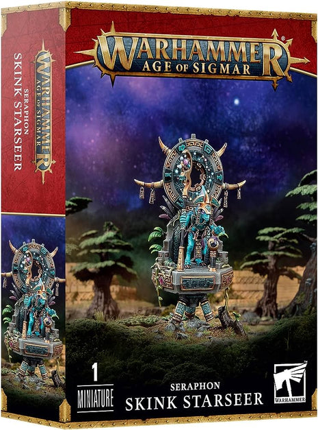 Dit is een afbeelding van het miniatuur Skink Starseer - Seraphon voor het spel Warhammer, te koop bij Tabletop Miniature Wargames spellenwinkel Speldorado in delft