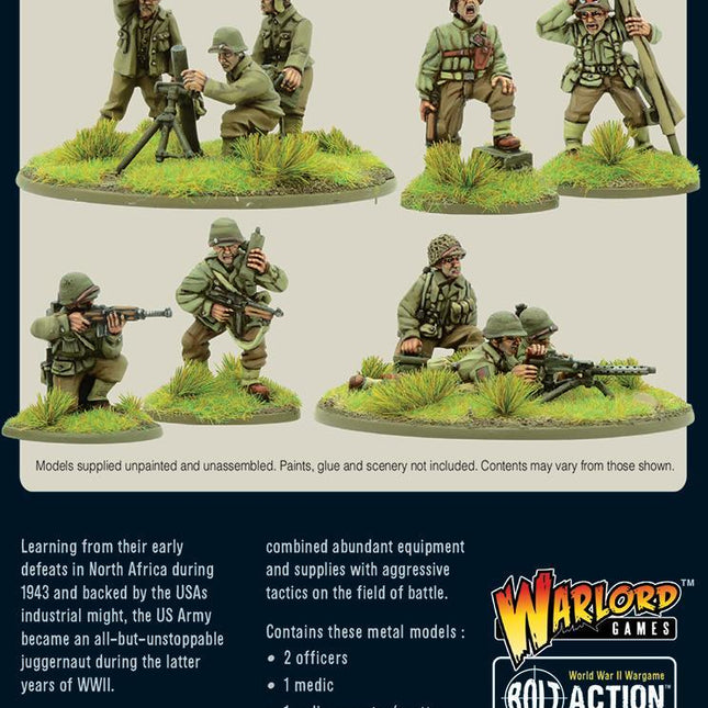 Dit is een foto van het spel US Army Support Group (HQ, Mortar & MMG) te koop bij Speldorado Spellenwinkel Delft