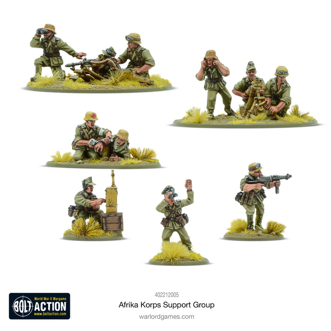 Dit is een foto van het spel Afrika Korps Support Group (HQ, Mortar & MMG) te koop bij Speldorado Spellenwinkel Delft