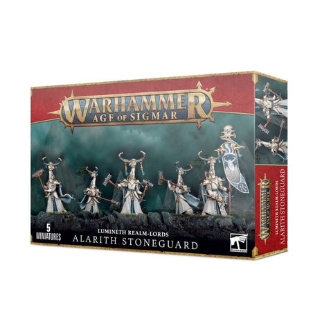 Dit is een afbeelding van het miniatuur Alarith Stoneguard - Lumineth Realm Lords voor het spel Warhammer, te koop bij Tabletop Miniature Wargames spellenwinkel Speldorado in delft