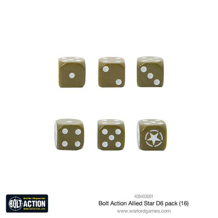 Dit is een foto van het spel Allied Star D6 Dice (16) te koop bij Speldorado Spellenwinkel Delft