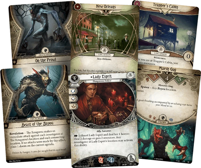 Dit is een foto van het spel Curse of the Rougarou Scenario - Arkham Horror - LCG te koop bij Speldorado Spellenwinkel Delft