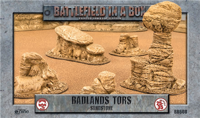 Dit is een foto van het spel Badlands Tors - Battlefield In A Box te koop bij Speldorado Spellenwinkel Delft