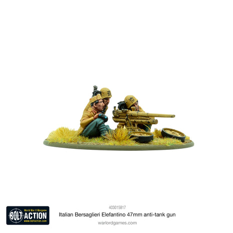 Dit is een foto van het spel Italian Bersaglieri Elefantino 47mm AT Gun te koop bij Speldorado Spellenwinkel Delft