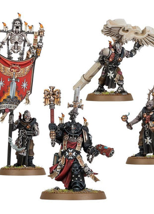 Dit is een afbeelding van het miniatuur Grimaldus & Retinue - Black Templars voor het spel Warhammer, te koop bij Tabletop Miniature Wargames spellenwinkel Speldorado in delft