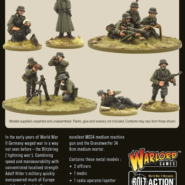 Dit is een foto van het spel Blitzkrieg German Support Group (HQ, Mortar & MMG) te koop bij Speldorado Spellenwinkel Delft