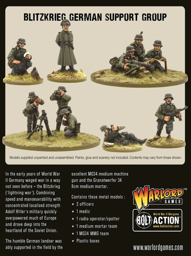 Blitzkrieg German Support Group (HQ, Mortar & MMG)