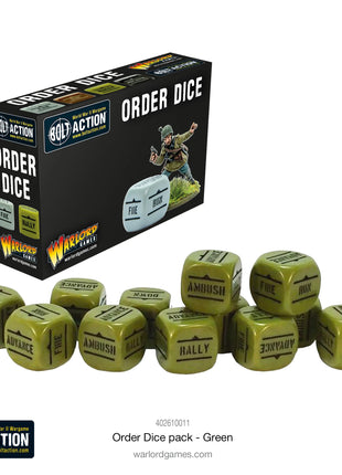 Bolt Action Orders Dice - Green (12) voor Bolt Action - Generic g schaal 1:58 miniatuur