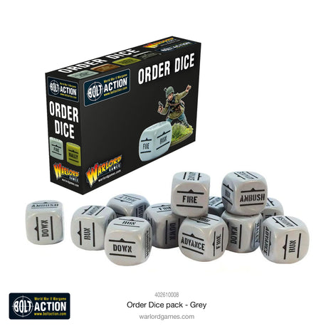 Bolt Action Orders Dice - Grey (12) voor Bolt Action - Generic g schaal 1:58 miniatuur