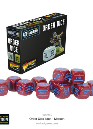 Bolt Action Orders Dice - Maroon (12) voor Bolt Action - Generic g schaal 1:58 miniatuur