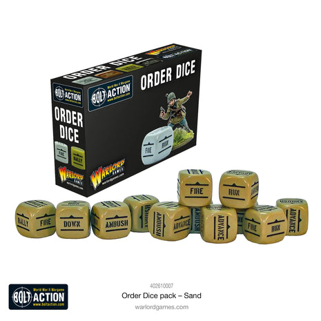 Bolt Action Orders Dice - Sand (12) voor Bolt Action - Generic g schaal 1:58 miniatuur