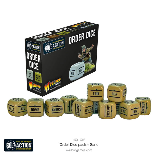 Bolt Action Orders Dice - Sand (12)