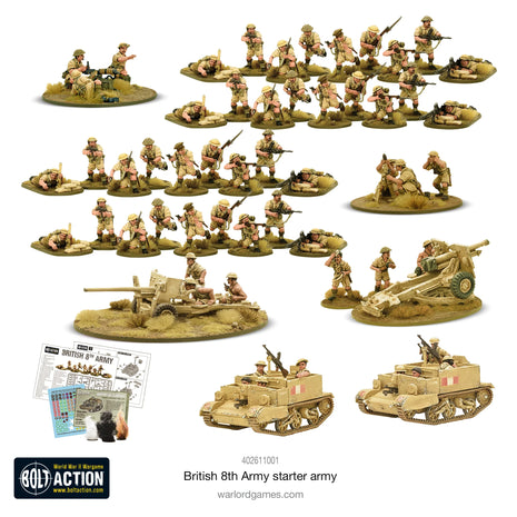 Dit is een foto van het spel British 8th Army Starter Army te koop bij Speldorado Spellenwinkel Delft