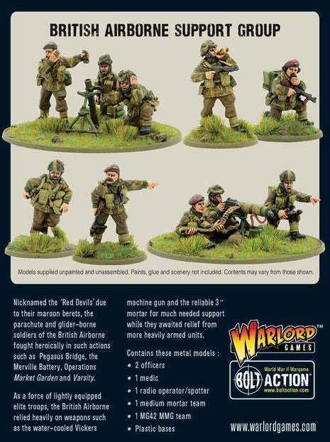 Dit is een foto van het spel British Airborne Support Group (HQ, Mortar & MMG) te koop bij Speldorado Spellenwinkel Delft