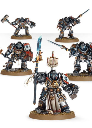 Dit is een afbeelding van het miniatuur Brotherhood Terminator Squad - Grey Knights voor het spel Warhammer, te koop bij Tabletop Miniature Wargames spellenwinkel Speldorado in delft
