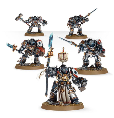 Dit is een afbeelding van het miniatuur Brotherhood Terminator Squad - Grey Knights voor het spel Warhammer, te koop bij Tabletop Miniature Wargames spellenwinkel Speldorado in delft