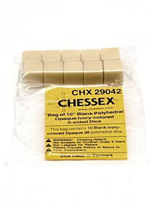 Opaque Ivory Blanc D6 Dobbelsteen Set (10 stuks)