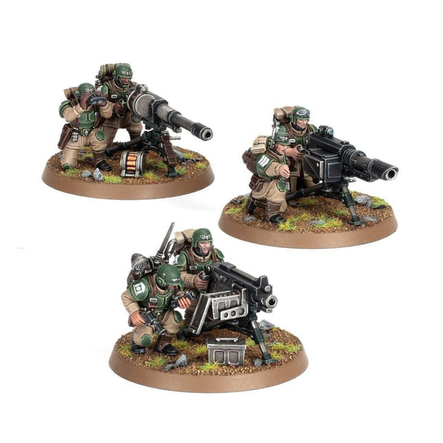 Dit is een afbeelding van het miniatuur Cadian Heavy Weapons Squad - Astra Militarum voor het spel Warhammer, te koop bij Tabletop Miniature Wargames spellenwinkel Speldorado in delft